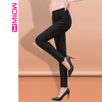 猫人（MiiOW）女裤新款加绒裤弹力舒适休闲打底裤阳离子保暖长裤 M859691 黑色 XL