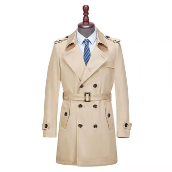 阿尼玛卿/ANEMAQEN 男款翻领中长款风衣 AJM19020/AJM19022 卡其色 165/84