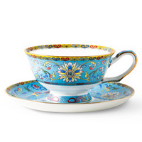 Edo  珐琅彩骨瓷咖啡杯套装复古中式中国风宫廷下午茶骨瓷咖啡杯 商务送礼 生日礼物 夫人蓝