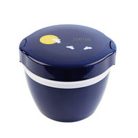阿司倍鹭（ASVEL）SH月兔双层咖啡碗不锈钢保温饭盒 可微波炉加热餐盒 藏蓝色800ML