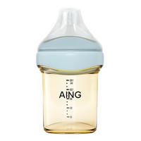 爱音（Aing）奶瓶 PPSU婴儿奶瓶新生儿吸管哺乳宽口径耐摔仿母乳S号奶嘴 150ML米色