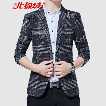 北极绒（Bejirong）西服男 2019秋冬装新款男士休闲单西小西装外套男装 QT6030-985 深灰色 XL