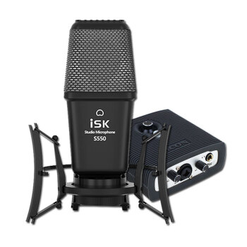iSK 声科 S550   电容麦克风 两种供电设计 全民K歌快手抖音手机电脑声卡套装喊麦主播直播设备+艾肯micu声卡