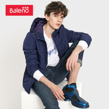 班尼路 Baleno 棉服男 男士冬季外套保暖夹克衫加厚棉衣纯色连帽棉服 B37 深紫蓝色 L