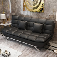 L&S 沙发床 沙发床两用办公室午休折叠床沙发多功能双人沙发椅S12黑色皮革1.5m