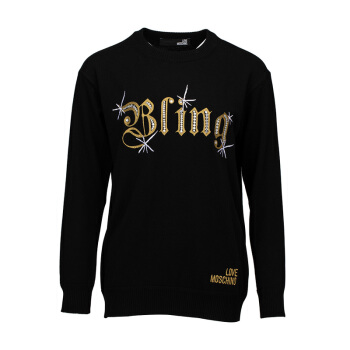 LOVE MOSCHINO 莫斯奇诺 黑色“Bling”字母毛衣 W S G99 11 X 0683 C74 38 女款