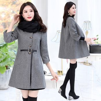 BANDALY 毛呢大衣女2019秋冬季女装新款毛呢外套显瘦优雅甜美韩版百搭气质休闲 yzJXYR8931 黑白格 XL