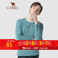 骆驼（CAMEL）男装 2019秋季新款长袖t恤男圆领印花韩版休闲上衣打底衫男潮 D9A374360 浅绿_L