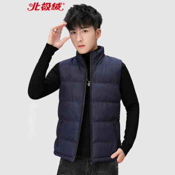 北极绒（Bejirong）马甲男休闲百搭男士宽松保暖羽绒棉立领坎肩外套男2019冬季新品2021-MJ55 蓝色 3XL