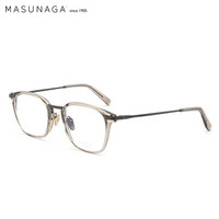 MASUNAGA增永眼镜男女手工复古全框眼镜架配镜近视光学镜架GMS-817 #64 透明灰框黑架