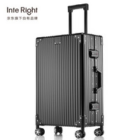 InteRight 铝镁合金拉杆箱万向轮商务行李箱 黑色26英寸