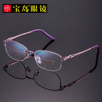 防蓝光老花镜女士 渐进多焦远中近度数老人眼镜女 1906-C1-S200度