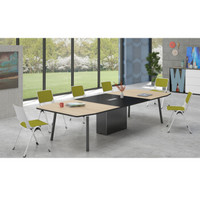华旦 办公家具板式中型会议桌长桌长方形培训办公洽谈桌 GV3614 橡木+黑