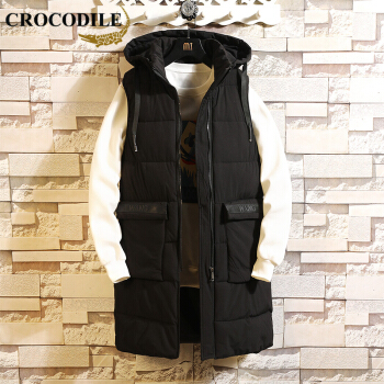 鳄鱼恤（CROCODILE）马甲 男士2019秋冬时尚潮流休闲修身百搭马甲 A076-887 黑色 M