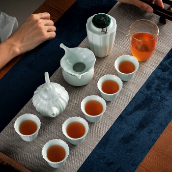 美厨（maxcook）茶具套装 陶瓷杯具套装 陶瓷泡茶壶茶杯整套汝窑家用送礼礼盒10件套 HYCJ-139