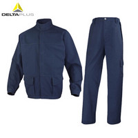 代尔塔/DELTAPLUS 403027+403028 夹克+工装裤  防化阻燃防静电 三防套装 藏青色 XXL 1套 企业专享