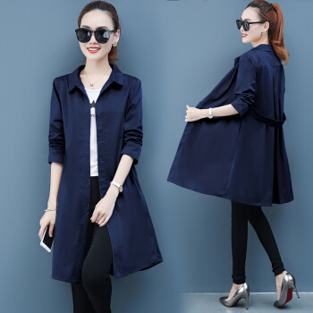 堡晟 2019秋季新款女装新品风衣女中长休闲外套潮 zx1AF05-9951 藏蓝色 M