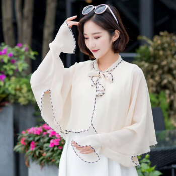 YUZHAOLIN 俞兆林 新款户外披肩丝巾开车骑车披风防晒衣女 YWXF193320 米色 均码