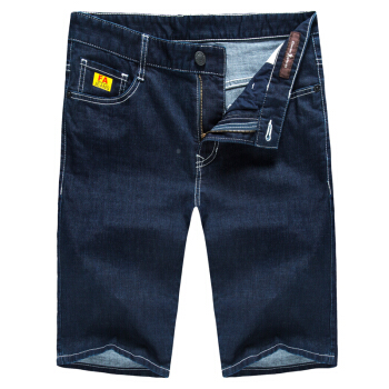 与狼共舞 DANCING WOLVES 牛仔裤夏季简约修身纯色牛仔五分短裤男 101藏青 36