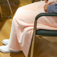 HOYO雪滑绒纯色毛毯空调毯床上沙发办公室午睡毯盖毯四季可用 樱若色 100*90cm