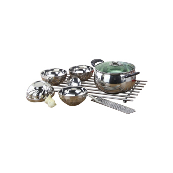 卡质 KAZHI 厨房用品 不锈钢餐具十件套 实用汤锅碗勺多件套 促销礼品套装 2套装
