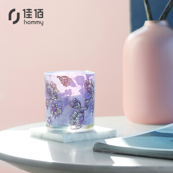 佳佰 紫色浪漫花朵香薰蜡烛烛台玻璃摆件
