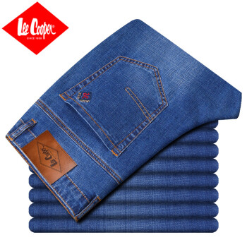 Lee Cooper 牛仔裤男直筒百搭休闲简约弹力中腰长裤男C1916 中蓝色 38码