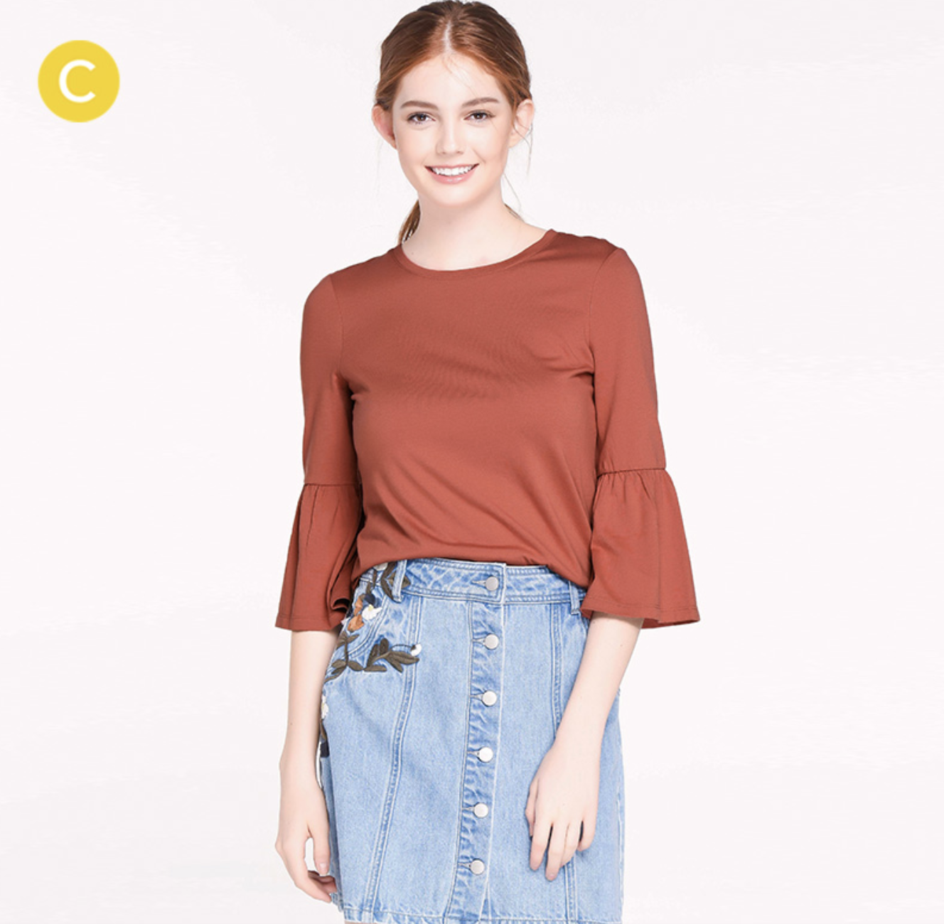 Cache Cache 捉迷藏 6618001353 宽松喇叭袖T恤