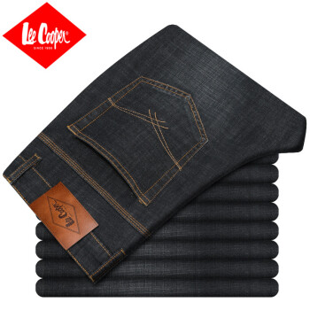 Lee Cooper 牛仔裤男直筒百搭休闲简约弹力中腰长裤男C1914 黑色 31码