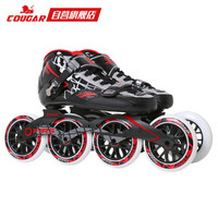美洲狮（COUGAR）美洲狮专业速滑鞋成人男女竞速比赛轮滑鞋大轮直排溜冰鞋可热塑 SR8 黑红 43