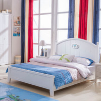摩高空间儿童单人床童床美式1.5米实木床地中海女孩公主单层床青少年单人床+床头柜1个-04