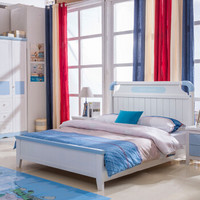摩高空间儿童床女孩公主床美式单人床1.2米儿童卧室家具组合青少年单床+床头柜1个+床垫-03