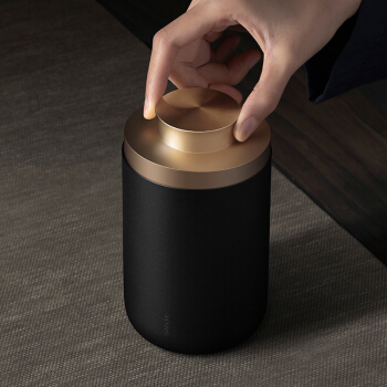 三界茶具黑金茶叶罐家用便携铝合金普洱密封存储茶罐大号茶叶盒子550ml