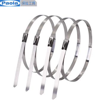 保拉(Paola) 304不锈钢自锁扎带4.6×300mm(50根) 耐腐蚀耐高低温 铁路电信电网金属铭牌机械设备捆绑扎带5612