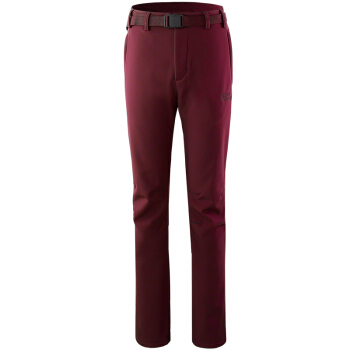 ALPINT MOUNTAIN 户外服装软壳冲锋裤男女款抓绒保暖登山裤防泼防风透气 650-696 女款 酒红 XXL