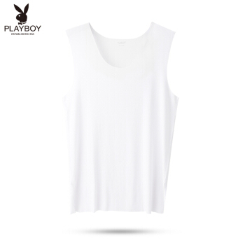 花花公子背心男士莫代尔夏季无痕汗衫修身型运动内穿圆领打底汗衫 白色 XXXL