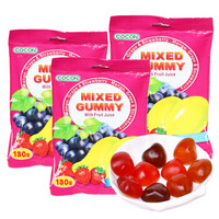 马来西亚进口 可康cocon多口味水果糖果汁软糖橡皮糖 儿童糖果休闲零食品130g*3袋装