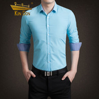 金盾（KIN DON）衬衫  男士时尚商务休闲纯色长袖衬衫222-C13浅绿色3XL