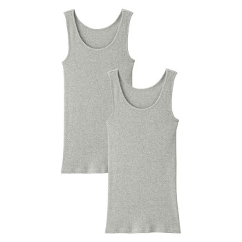 无印良品 MUJI 女式 棉粗罗纹 背心 2件装 灰色 XL
