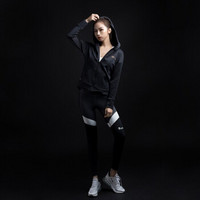 MSGD女子春季外套 收腰燕尾设计短款运动卫衣 Shadow Black 魅影黑 M