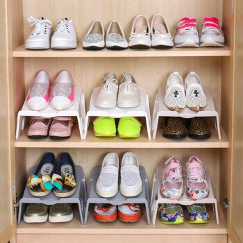 （5个装）莱朗 日式多功能鞋架鞋托 简易鞋架 鞋柜内鞋子整理架 双层置物鞋子收纳架 灰色