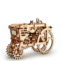 进口乌克兰ugears木质机械传动车模型拼装拼图立体diy手工制作生日礼物男孩创意玩具汽车拖拉机 彩纸包装 (未拼装)