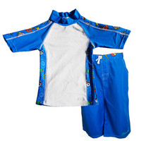 澳洲BanZ 儿童游泳防晒透气时尚游泳套装中袖 蓝色怪兽印花(中袖) [1码]1-2岁