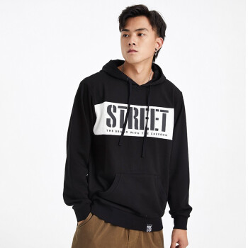 PONY卫衣波尼男女运动服秋季新品连帽运动潮流舒适休闲上衣长袖连帽套头衫83M2HA01 黑色（男） XS