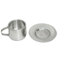 灿坤（EUPA）双层咖啡杯组 不锈钢咖啡杯50ml+不锈钢咖啡碟（一杯一碟组合）