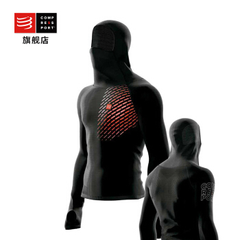 compressport 跑步3D帽衫 马拉松越野跑运动卫衣透气保暖 黑色 M