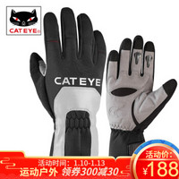 猫眼（CATEYE） 自行车手套冬季保暖山地车摩托车骑行手套男女骑行装备 黑灰色 L
