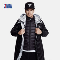 NBA 2017新款秋冬 黑色连帽外套 保暖加厚长款羽绒服 男款 图片色 XXL