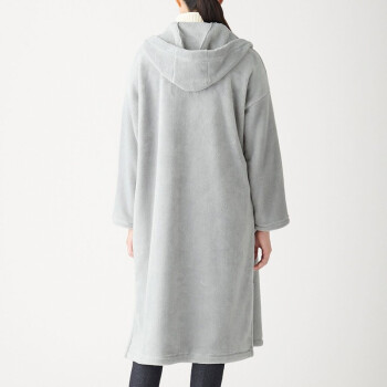 无印良品 無印良品 MUJI 女式 保暖细纤维 带风帽大衣 浅灰色 女式 XS-S