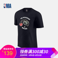 NBA 雄鹿队 激流勇进系列 舒适休闲运动圆领短袖T恤 图片色 XL